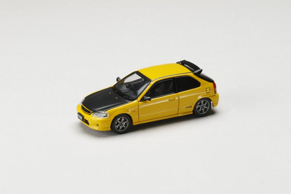 *PREORDER* Hobby Japan 1:64 Honda Civic Type-R (EK9) in Sunlight Yellow with Carbon Bonnet