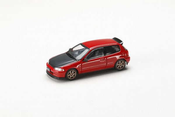 *PREORDER* Hobby Japan 1:64 Honda Civic SiR-II (EG6) in Milano Red with Carbon Bonnet