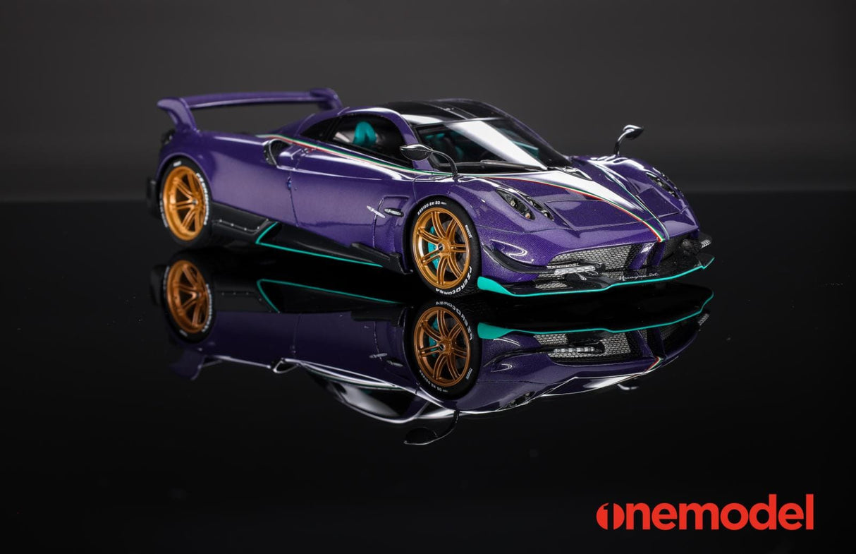 One Model 1:18 Pagani Hyuara BC in Carbon Purple with Tiffany Blue Accents