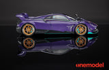 One Model 1:18 Pagani Hyuara BC in Carbon Purple with Tiffany Blue Accents