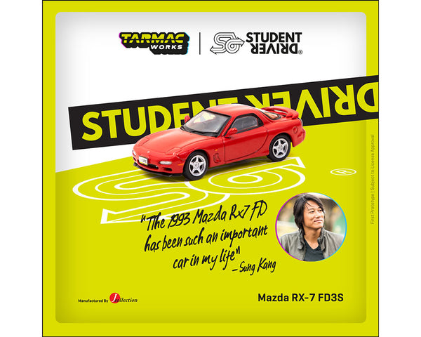 *PREORDER* Tarmac Works 1/64 Mazda RX-7 (FD3S) Student Driver Edition in Red