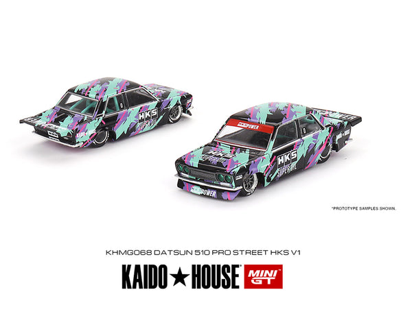 *PREORDER* MINIGT x KaidoHouse 1:64 Datsun 510 Pro Street Pro Street HKS V1 in Black & Green