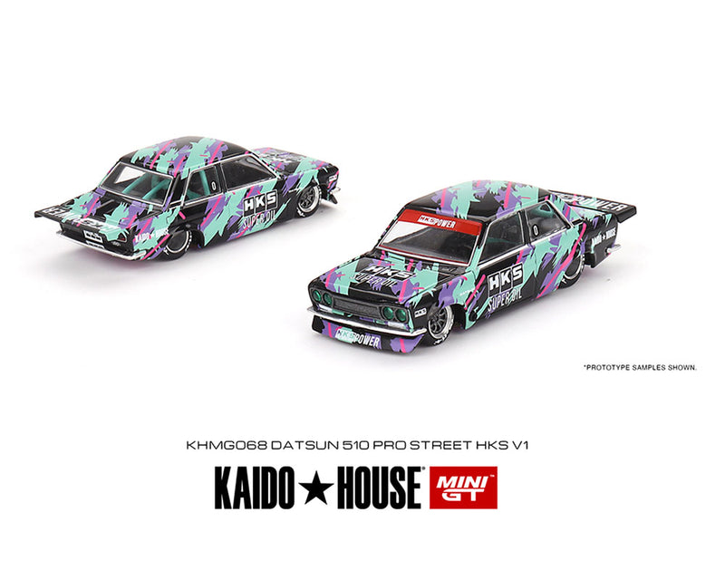 MINIGT x KaidoHouse 1:64 Datsun 510 Pro Street Pro Street HKS V1 in Black & Green