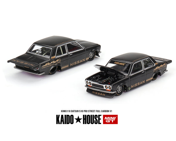 *PREORDER* Kaido House x MINI GT 1/64 Nissan Datsun Street 510 Racing V1 in Black Carbon