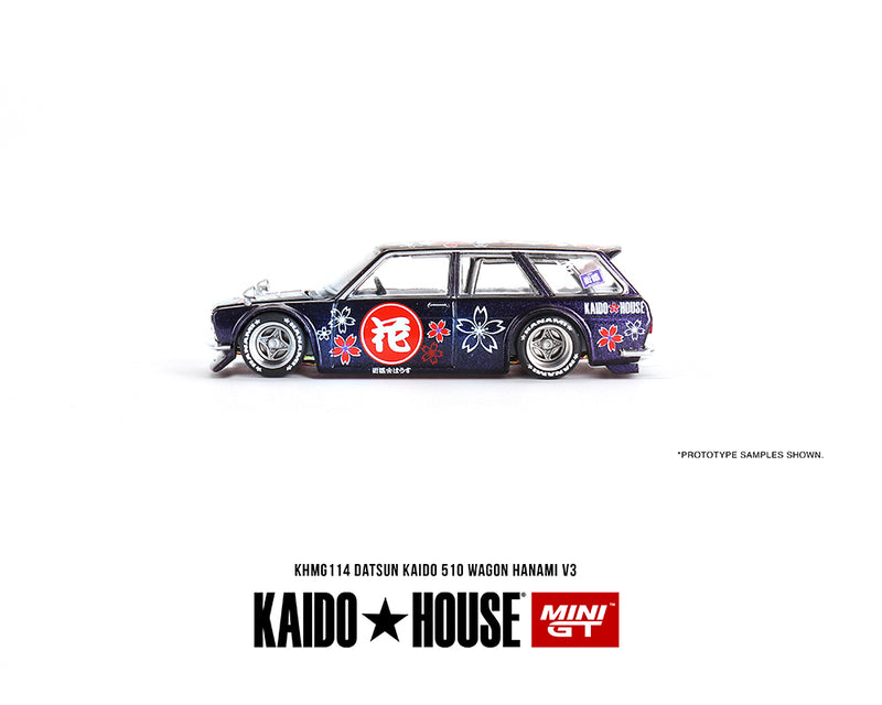 *PREORDER* Kaido House x MINI GT 1/64 Nissan Datsun 510 Wagon Hanami V3 in Magic Purple