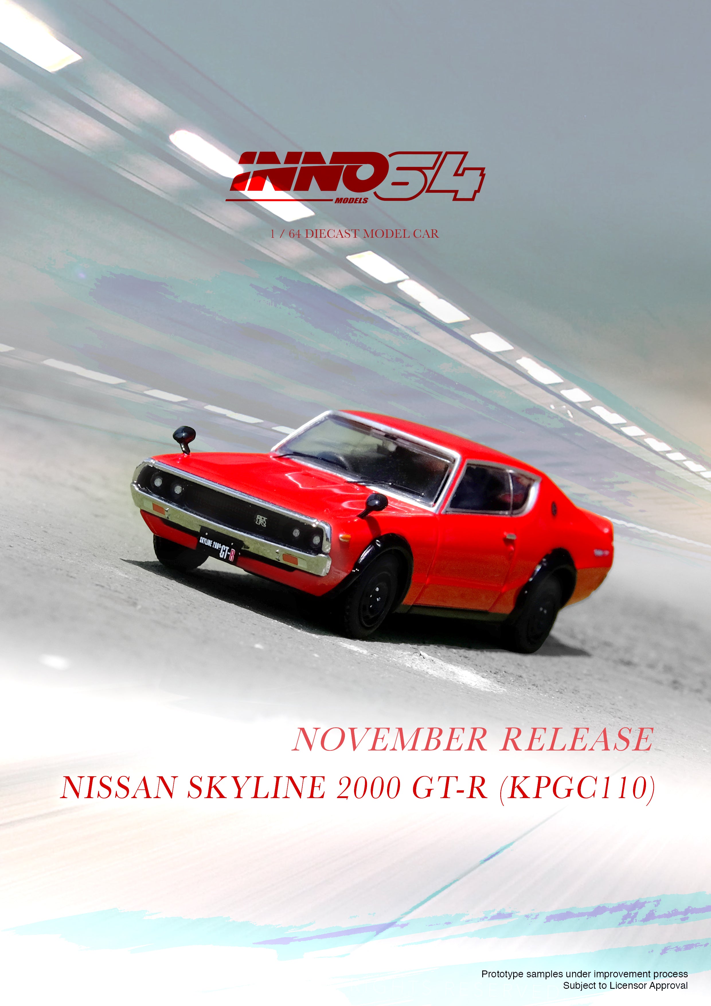 INNO64 1:64 Nissan Skyline 2000GT-R (KPGC110) in Red – Model Cars