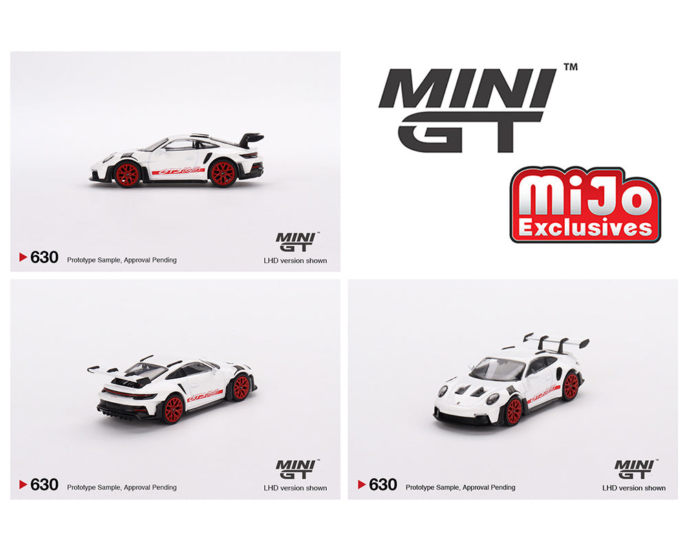 MINI GT 1/64 Porsche 911 (992) GT3 RS in White with Pyro Red