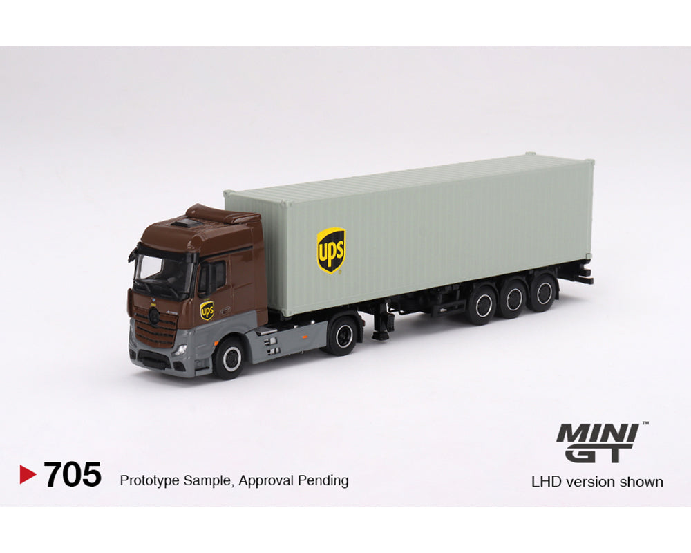 MINI GT 1/64 Mercedes-Benz Actros with 40 Ft Dry Container – UPS