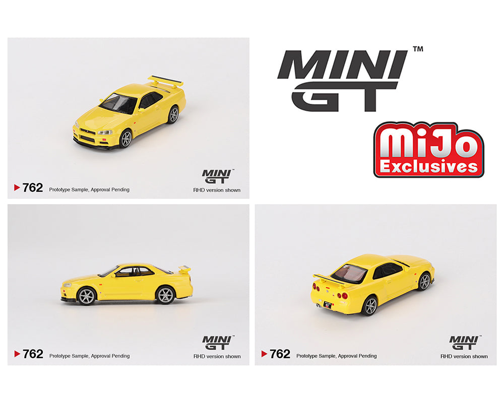 MINI GT 1:64 Nissan Skyline GT-R (R34) V-Spec in Lightning Yellow