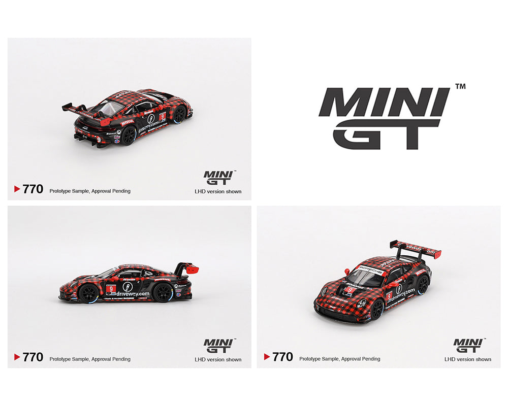 MINI GT 1:64 Porsche 911 GT3 R #9 GTD PRO Pfaff Motorsports IMSA 2023 Sebring 12 Hrs. Winner