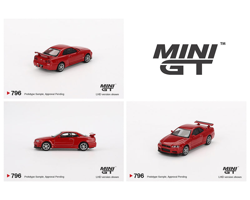 MINI GT 1:64 Nissan Skyline GT-R (R34)  V-Spec Active Red