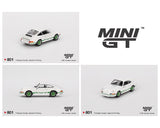 MINI GT 1:64 Porsche 911 Carrera RS 2.7 in Grand Prix White with Green Livery