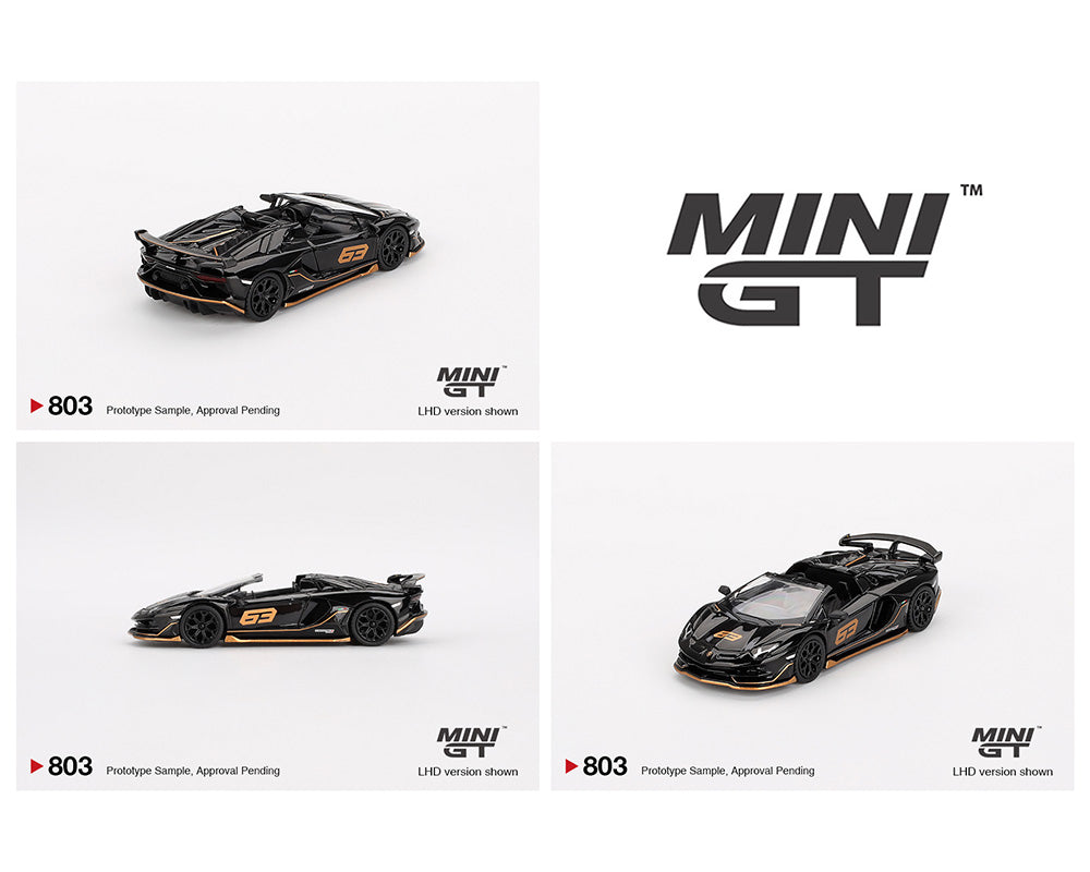 MINI GT 1:64 Lamborghini Aventador SVJ 63 Roadster Nero Aldebaran