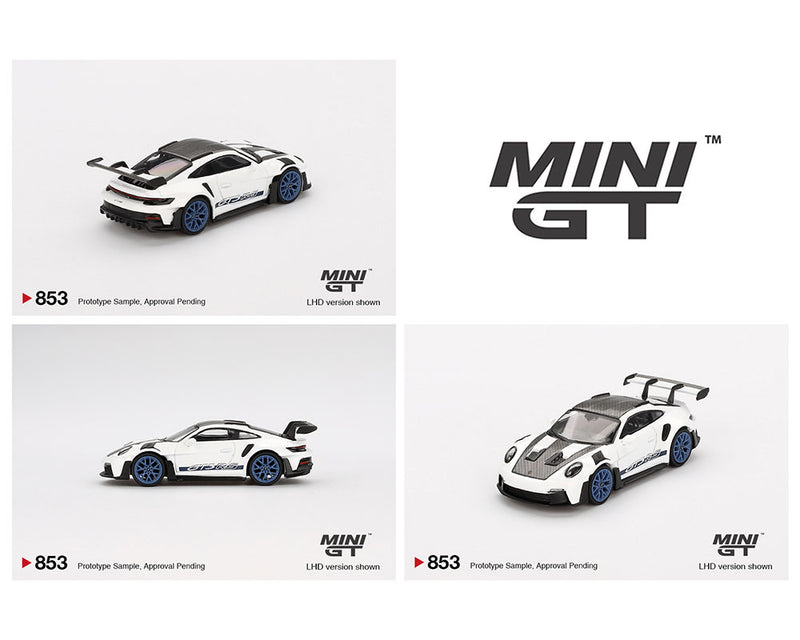 *PREORDER* MINIGT 1:64 Porsche 911 (992) GT3 RS Weissach Package in White with Indigo Blue