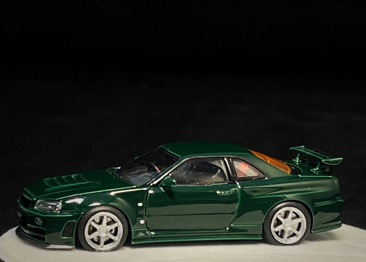PGM 1:64 Nissan Skyline GT-R (R34) in British Green Regular Version