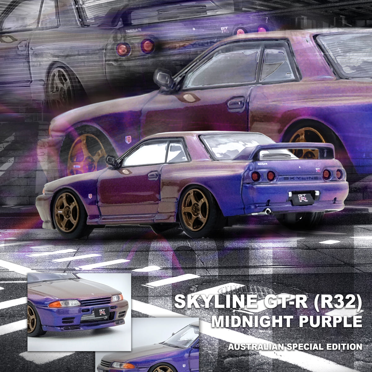 *PREORDER* INNO64 1:64 SKYLINE GT-R (R32) Midnight Purple Australia Sp ...