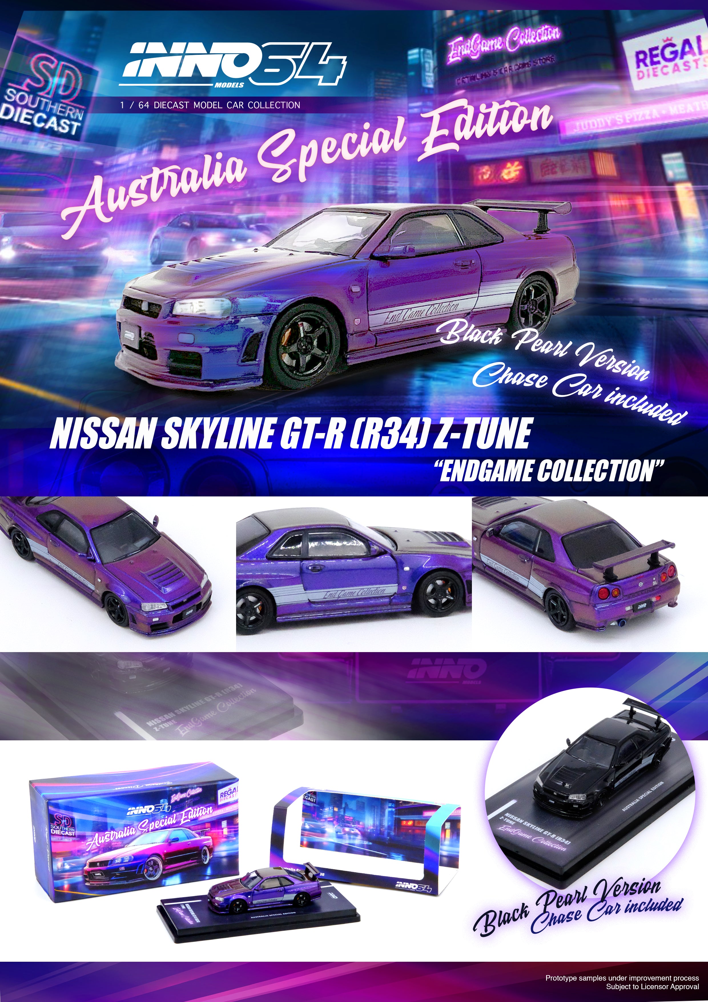 INNO64 1:64 Nissan Skyline GT-R R34 Z-TUNE Full Carbon Black