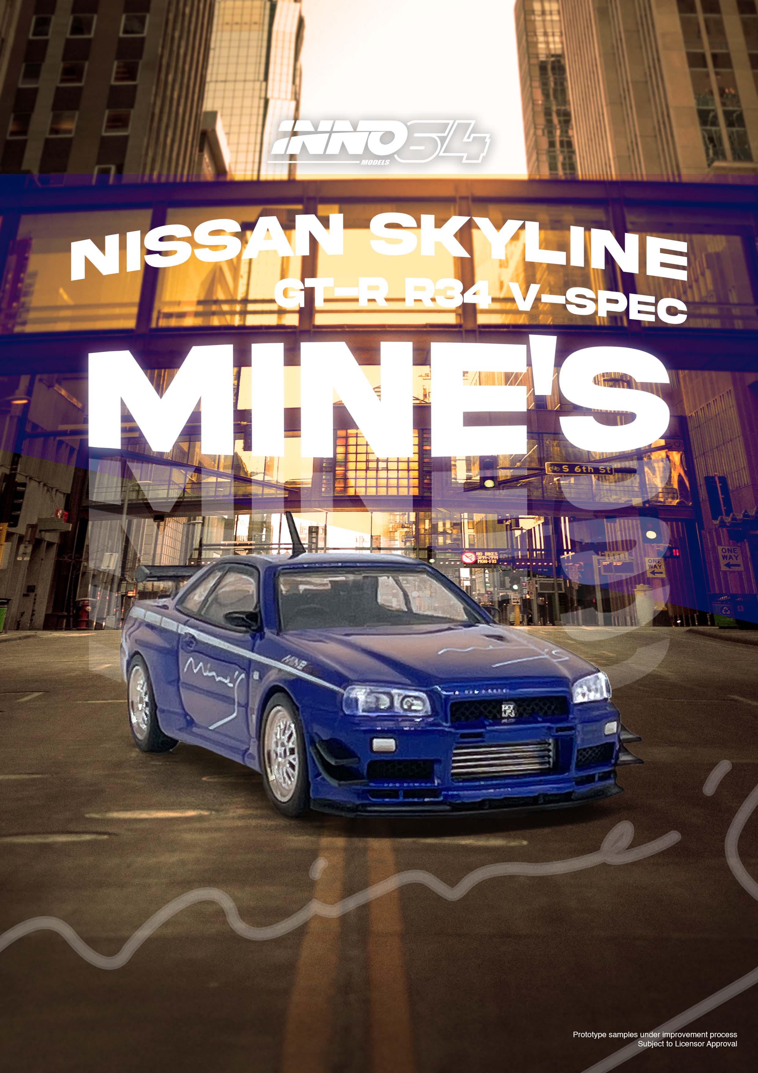 たま Nissan Skyline GT-R Mine's (R34) Aoshima 1/24 Scale The Tuned Car Mine's Nissan Skyline GT-R