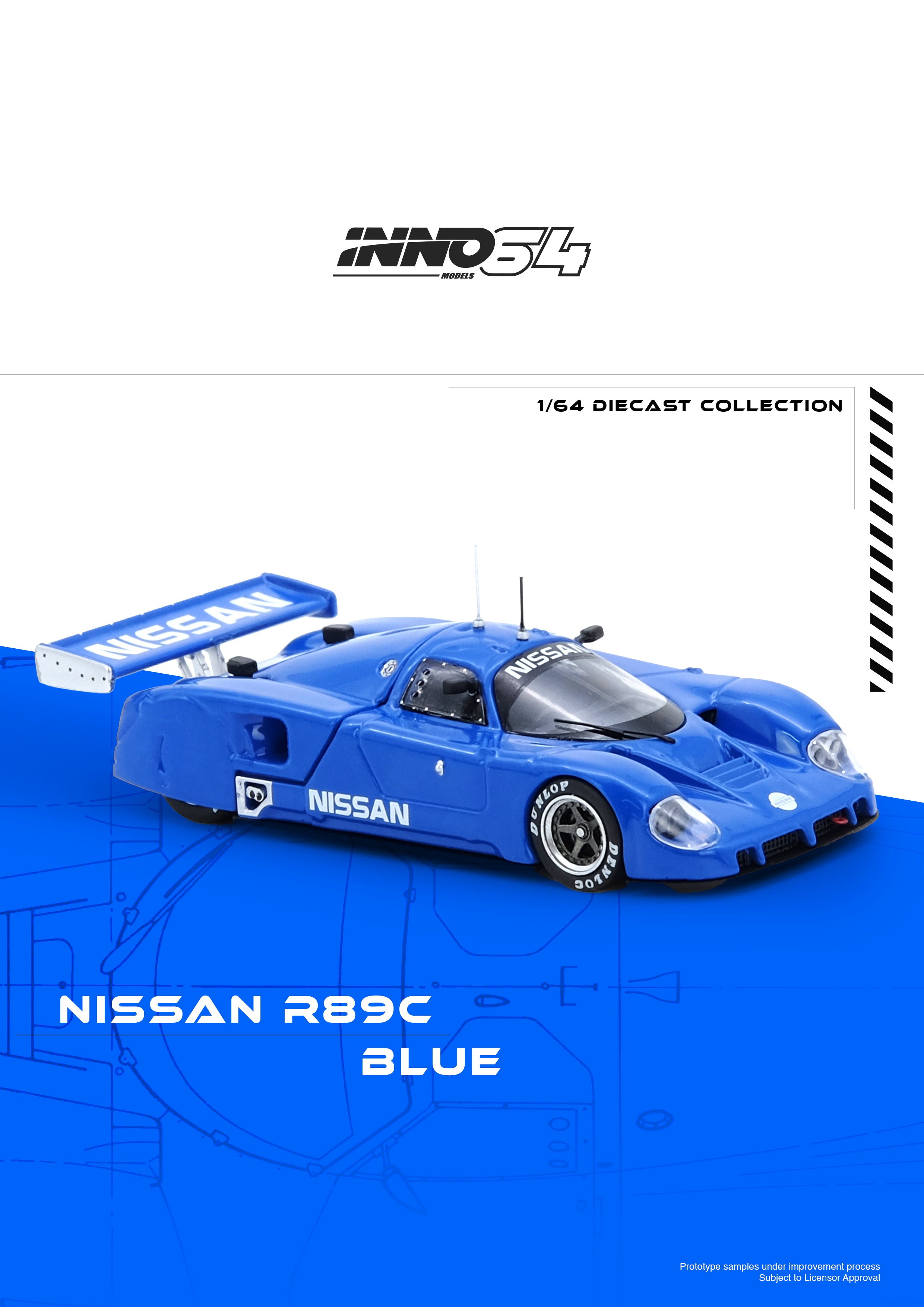 INNO Nissan R89C ミニカー1/64 1/64 Inno Nissan R89C (Blue) Diecast Car Model - LIVECARMODEL.com