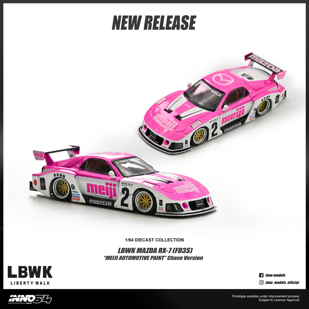 *PREORDER* INNO64 1:64 Mazda RX-7 (FD3S) LB-Super Silhouette "MEIJI" Edition