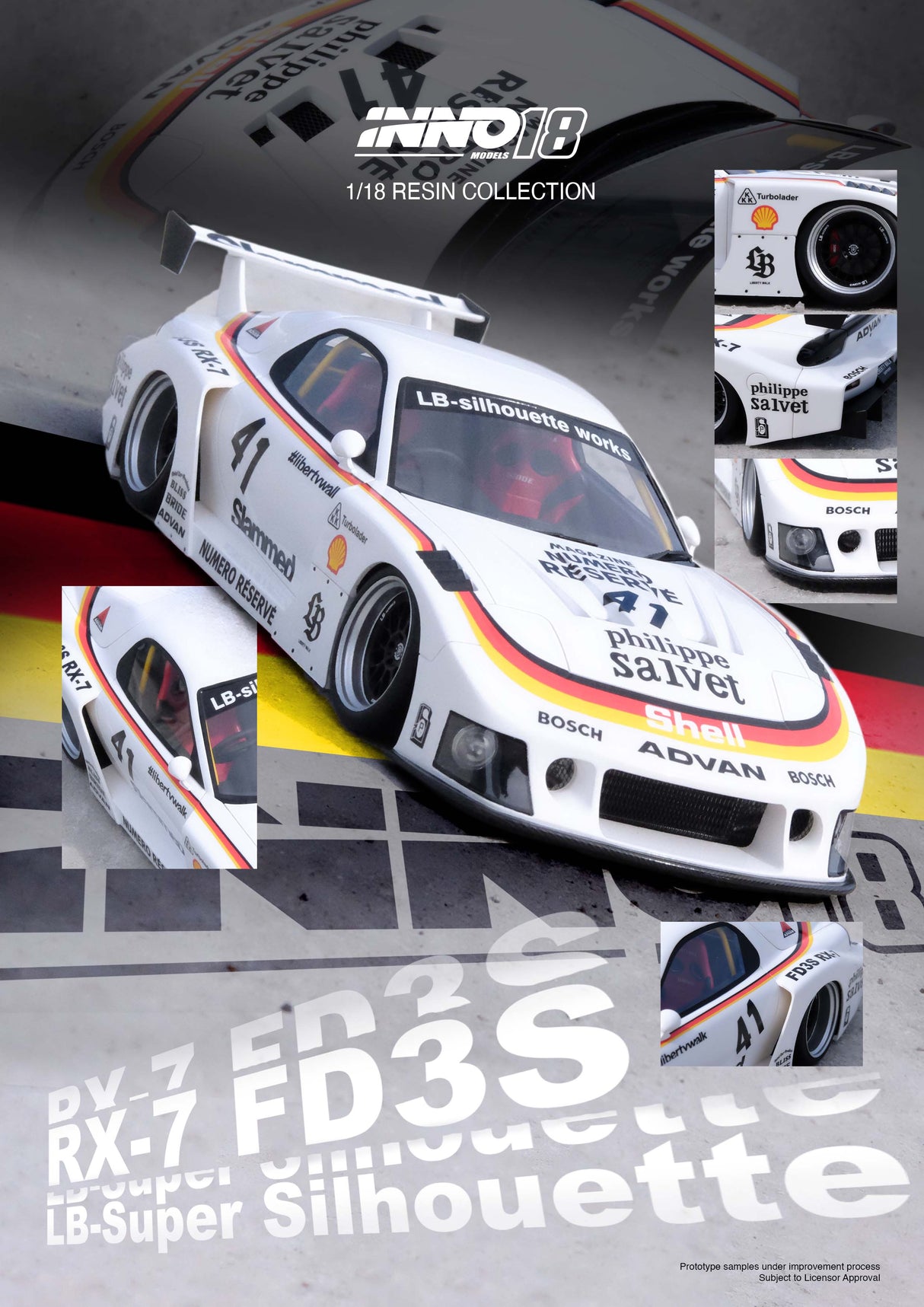 INNO Models 1/18 Mazda RX-7 (FD3S) Super Silhouette LBWK in White