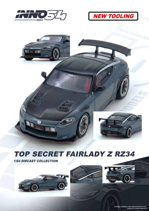 *PREORDER* INNO64 1:64 Nissan FAIRLADY Z (RX34) TOP SECRET in Stealth Gray