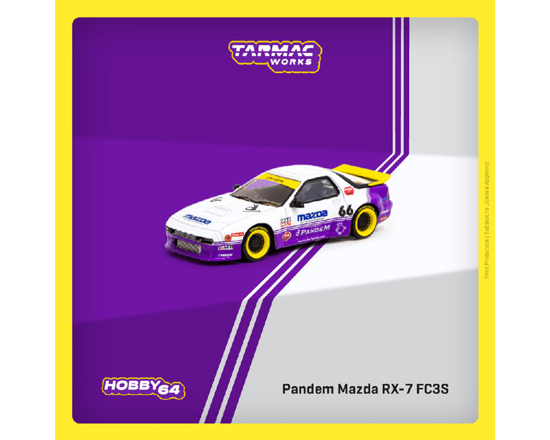 *PREORDER* Tarmac Works 1:64 Mazda RX-7 FC3S PANDEM in White and Purple