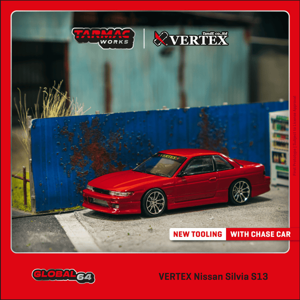 *PREORDER* Tarmac Works 1:64 Nissan Silvia (S13) VERTEX in Red Metallic