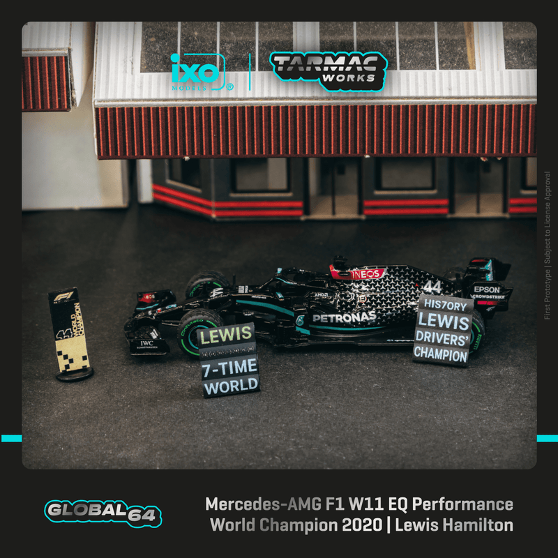 Tarmac Works 1:64 Mercedes-AMG F1 W11 EQ Performance, Turkish Grand Prix 2020 Winner, World Champion 2020, Lewis Hamilton