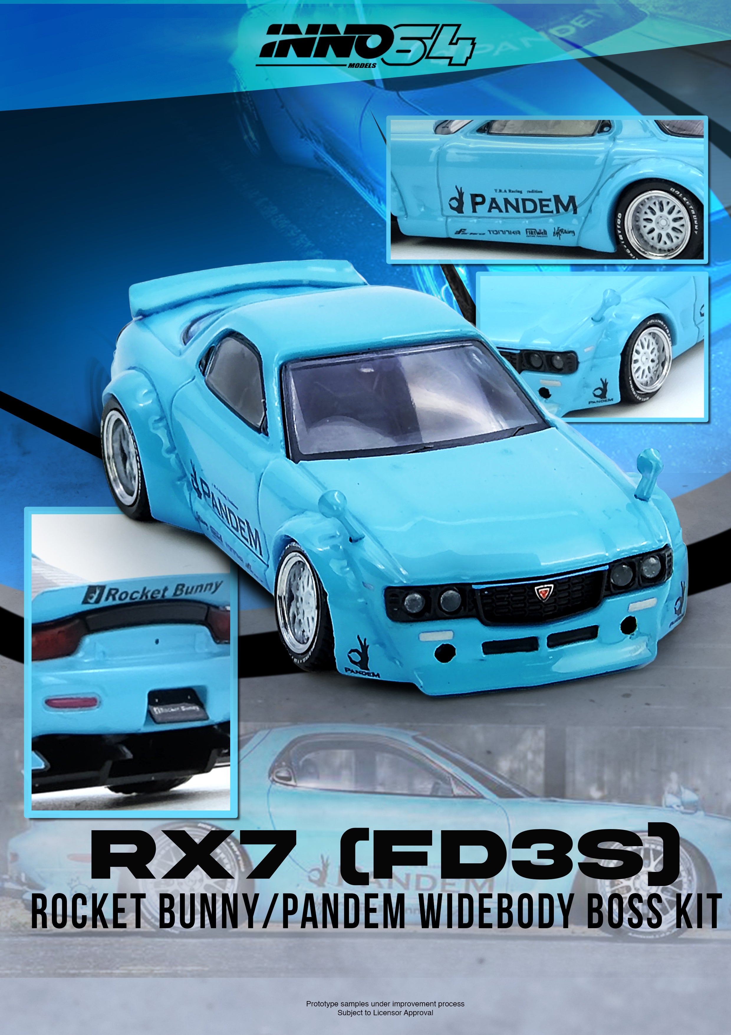 PREORDER* INNO64 1:64 Pandem Rocket Bunny RX-7 (FD3S) in Tiffany