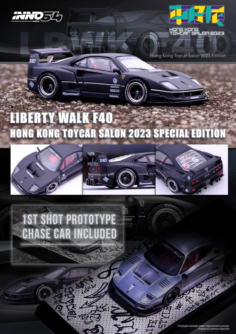 INNO64 1/64 Ferrari F40 Liberty Walk in Matte Black HK Toycar Salon 2023 Special Edition