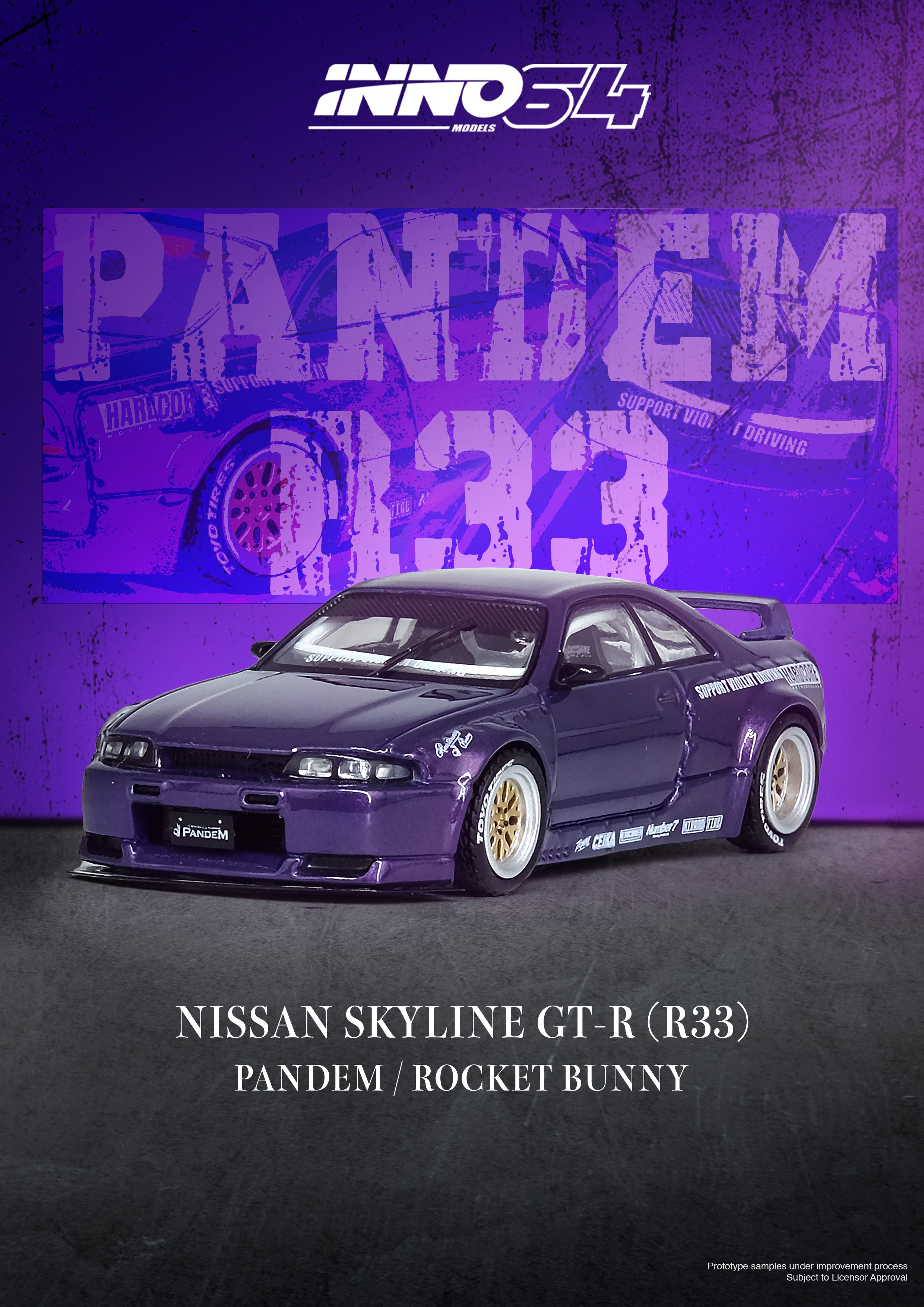Inno64 Nissan GT-R R33 Pandem Rocket Bunny Purple 1/64 | eBay
