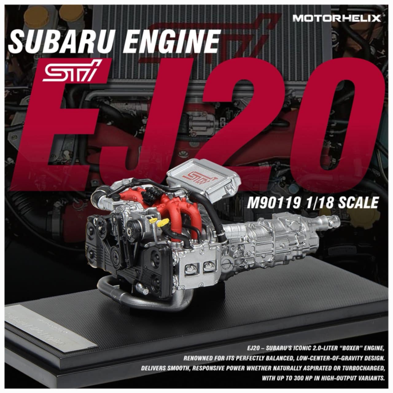 MOTOR HELIX 1/18スバルEJ20 エンジン完成品M90119 PREORDER* MotorHelix 1:18 Subaru STi EJ20 Engine Display