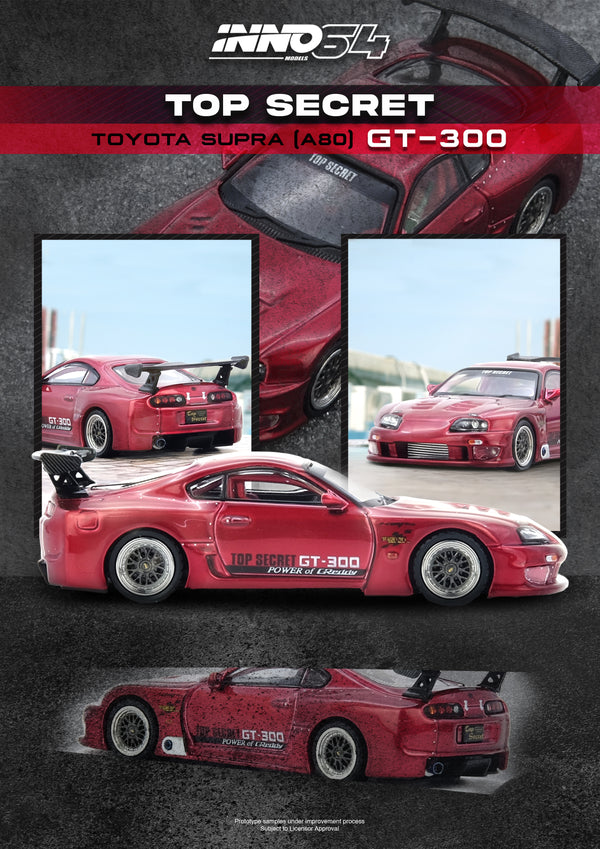 *PREORDER* INNO64 1:64 Toyota Supra (A80) TOP SECRET GT300 in Red