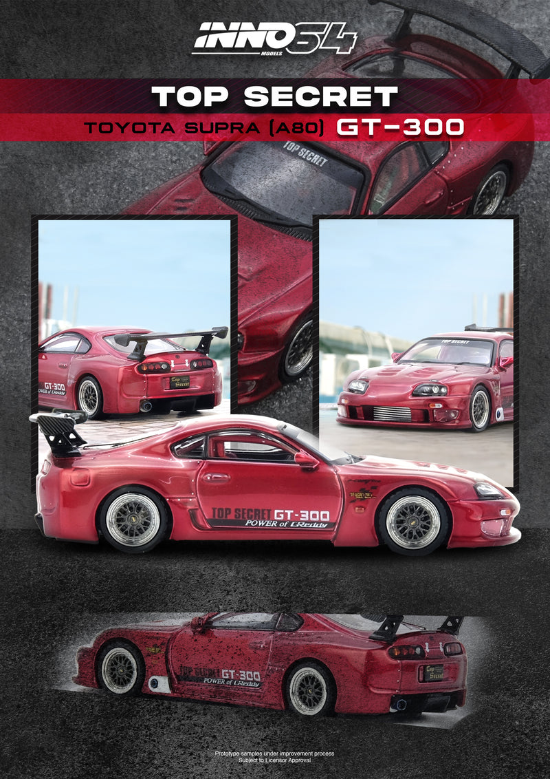 *PREORDER* INNO64 1:64 Toyota Supra (A80) TOP SECRET GT300 in Red