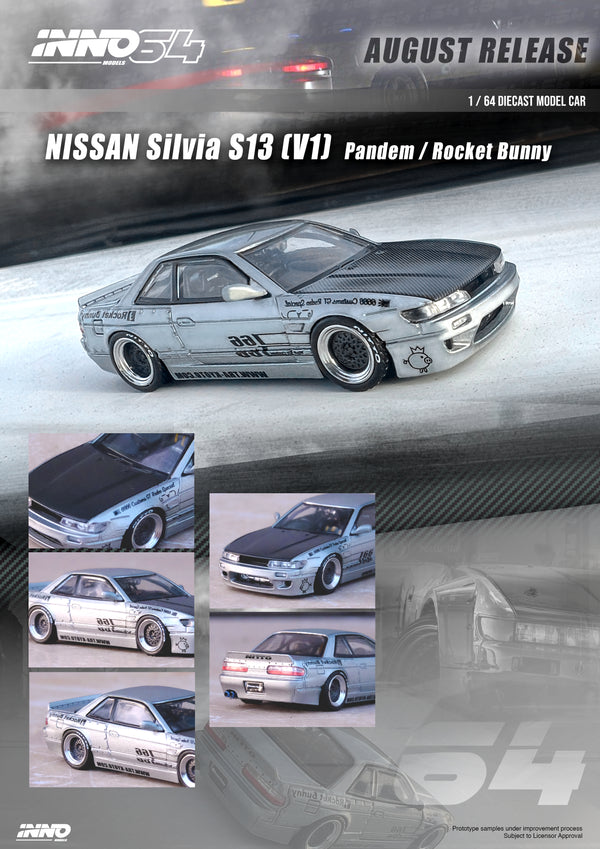 *PREORDER* INNO64 1:64 Nissan S13 Silvia Pandem Rocket Bunny Edition in Silver