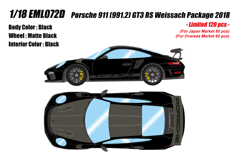 Make Up Co., Ltd / EIDOLON 1:18 Porsche 911 (991.2) GT3 RS Weissach Package 2019 in Black