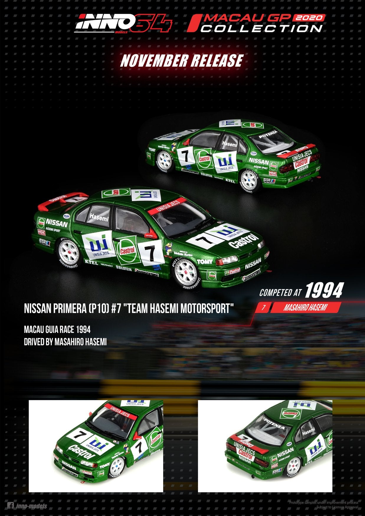 INNO Models 1:64 Nissan Primera #7 "Team Hasemi Motosport" MGP 1994