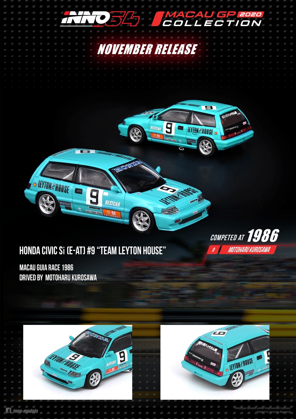 INNO Models 1:64 Honda Civic E-AT #9 