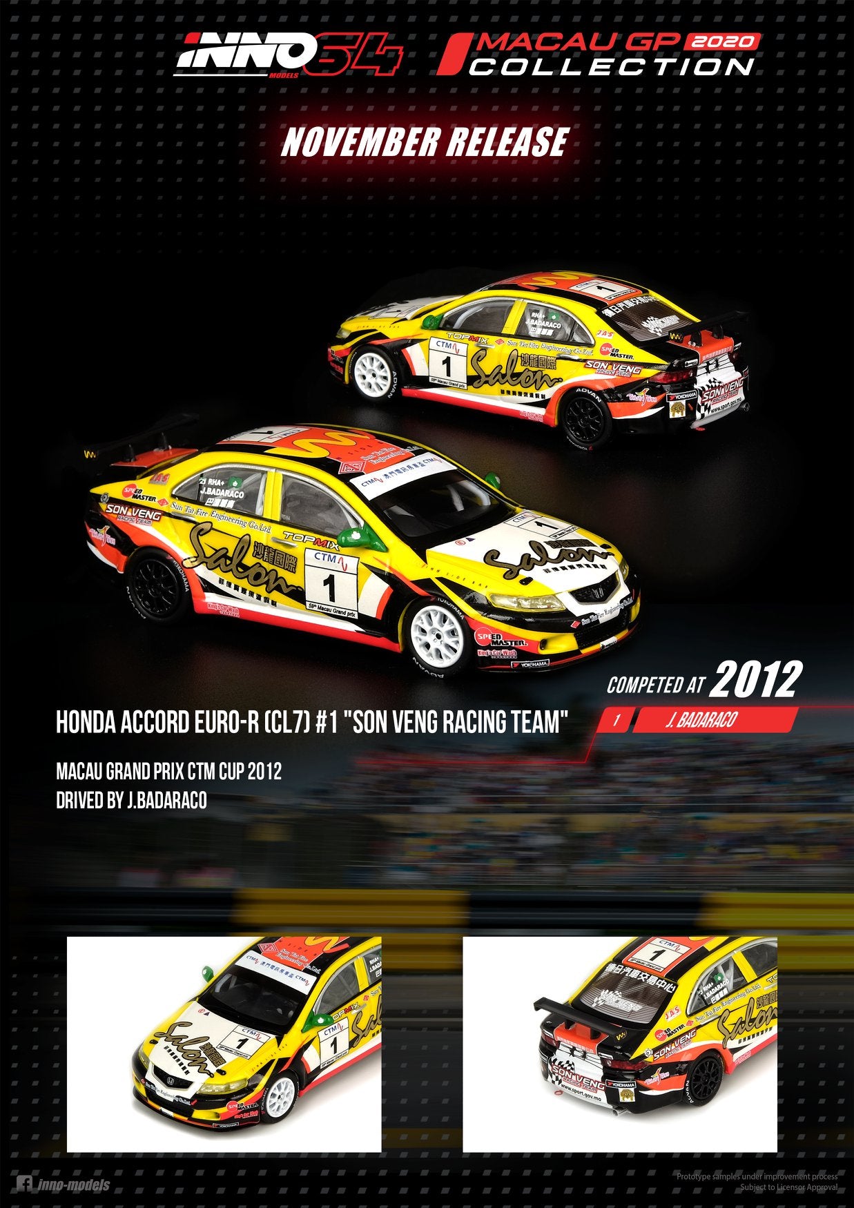 INNO Models 1:64 Honda Accord Euro-R #1 MGP 2012