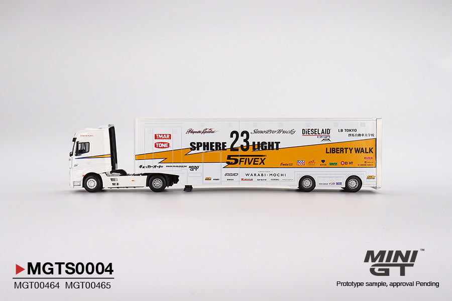 MINIGT 1:64 Mercedes-Benz Actros w/40 Ft Container 