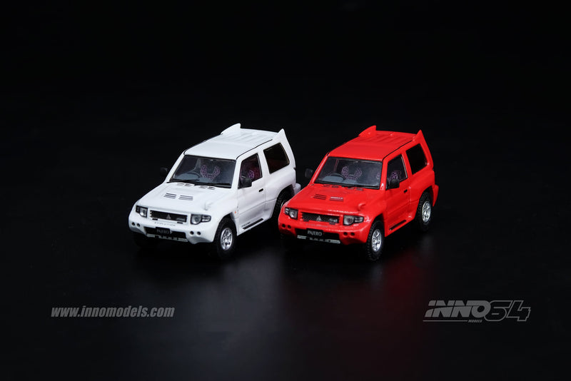 INNO Models 1:64 Mitsubishi Pajero in Red with Extra Wheel Set