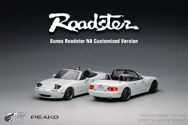 Peako Models 1:64 Mazda EUNOS Roadster NA Customized Version in White with Pop Up Headlights