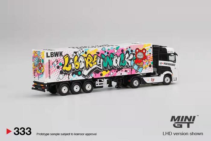 MINIGT 1:64 Mercedes-Benz Actros w/40 Ft Container "LBWK Kuma Graffiti" with Trailer