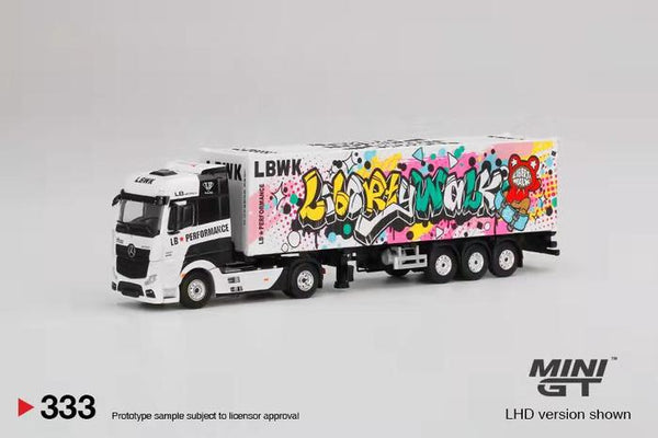 MINIGT 1:64 Mercedes-Benz Actros w/40 Ft Container "LBWK Kuma Graffiti" with Trailer