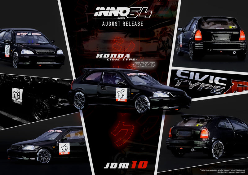 INNO Models 1:64 Honda Civic EK9 Type-R JDM Series in Black