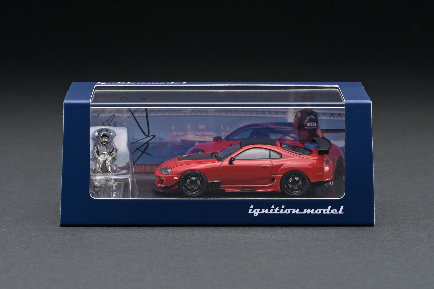 Ignition Model 1:64 Toyota Supra RZ GReddy Red with Max Orido Figure