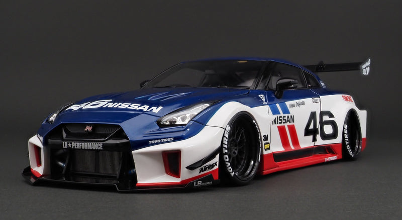 Ignition Model 1:18 Nissan GT-R GT 35GT-RR LB Works Silhouette in Red, White and Blue