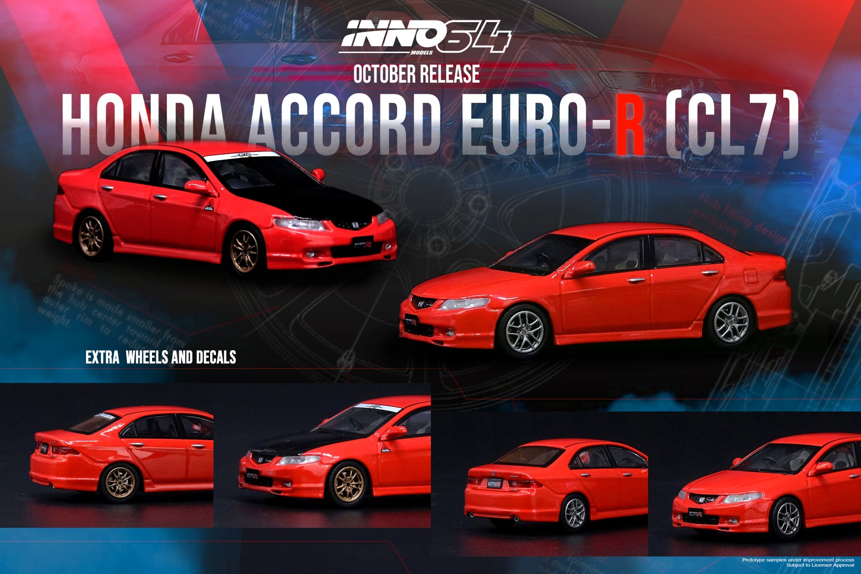 INNO Models 1:64 Honda Accord Euro-R (CL7) Milano Red – Model Cars