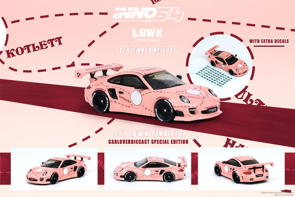 INNO64 1:64 Porsche 997 Liberty Walk in Pink Pig Special Edition